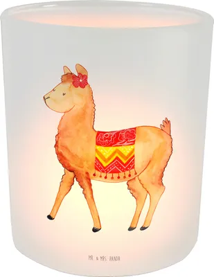 Produktbild von Mr. & Mrs. Panda Windlicht Klein Alpaka Stolz - Transparent - Geschenk, Outdoor, Kerzenhalter Glas, Teelichthalter, Lama, Kerzenglas