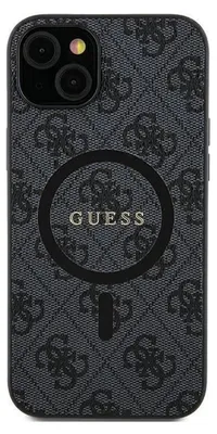 Zdjęcie produktu dla Guess 4G Collection Leather Metal Logo MagSafe etui do Samsung Galaxy S24, czarne