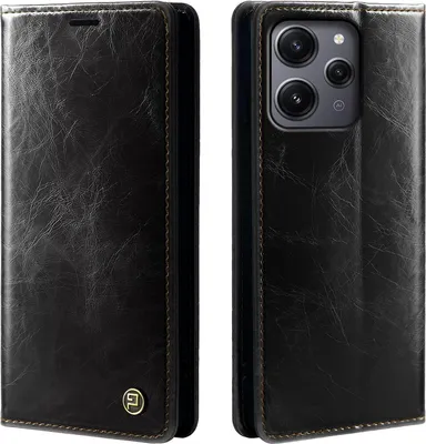 Produktbild von Handyhülle für Xiaomi Redmi 12 Kunstleder Flip Cover Hülle RFID Schutz Case Kartenfach Farbe: Schwarz