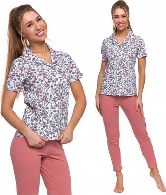 Produktbild von Zweiteiliges Pyjama-Set für Damen mit geblümtem Hemd und langer Hose MORAJ XXL