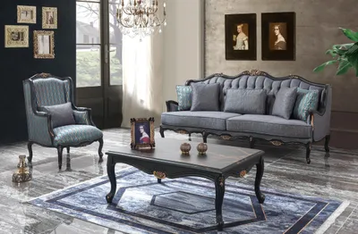 Obrázek produktu pro Sofa Sofagarnitur Couch Stoffsofa Polstersofa Grau Chesterfield Set