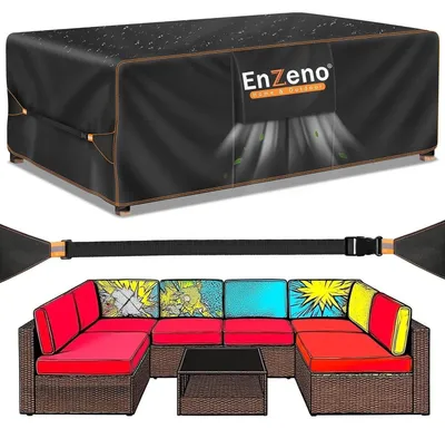 Produktbild von Gartenmöbel Abdeckung Wasserdicht mit Belüftungsöffnungen 280x205x106cm, Abdeckplane Schutzhülle für Gartentische, Terrassenmöbel, Outdoor Sofa Tisch Möbelsets, Schwerlast Oxford Gewebe