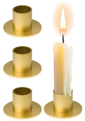 Produktbild von Kerzenhalter für Stabkerzen – 4 Stück – Ø 2,1 cm – Kerzenständer aus Eisen – Tischkerzenhalter – Für Weihnachtsdeko, Hochzeit und Party – Gold