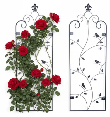 Produktbild von Relaxdays Rankgitter, 2er Set, Ranken, Wandgitter HxB 110 x 38 cm, Kletterpflanze Rankhilfe, Wandmontage, Stahl, schwarz