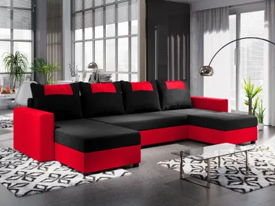 Produktbild von FEDVE Ecksofa Eckcouch mit Schlaffunktion SID mit Bettkasten form U
