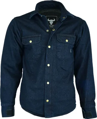 Produktbild von BULLDT Herren Motorradhemd Jeansjacke Jeanshemd Motorradjacke Futter aus Aramid-Polyamid-Fasern mit Protektoren, Größe:56/2XL, Farbe:Dunkelblau