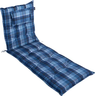 Produktbild von LILENO HOME Sonnenliege Auflage als [1er Set - Rollliege] in Karo Blau - Gartenliegen Auflage perfekt für Strandliege - Polster Auflage für Gartenliege (188x60x8cm) MAR