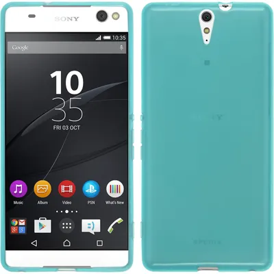 Produktbild von PhoneNatic Case kompatibel mit Sony Xperia C5 Ultra - türkis Silikon Hülle transparent + 2 Schutzfolien