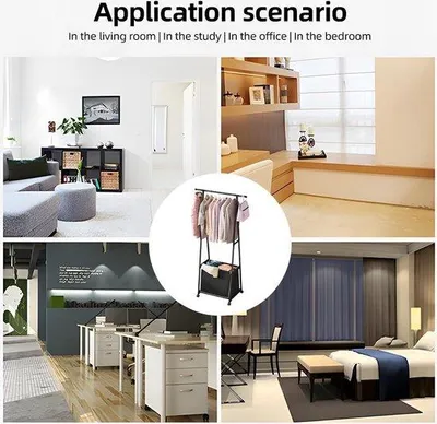 Produktbild von Famanu Kleiderständer mit Rollen - Garderobe mit Stange und Stauraum für Schlafzimmer und Waschküche - Schwarz