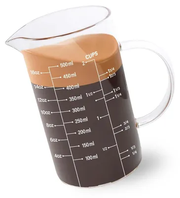 Image de Verre doseur en verre avec anse, capacité de 500 ml, avec 3 graduations, bec verseur et résistant à la chaleur
