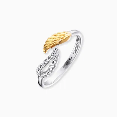 Produktbild von Engelsrufer Ring ERR-TWINWING-ZI-G Sterling Silber Bicolor Zirkonia