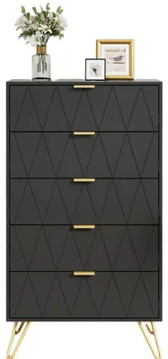 Productafbeelding van Kommode met 5 lades, 60 x 34 x 110 cm, zwart