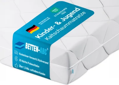 Produktbild von Betten-ABC Kidz  Kinder- und Jugendmatratze mit waschbarem Bezug, Gesamthöhe ca. 14 cm, Größe: 90x200