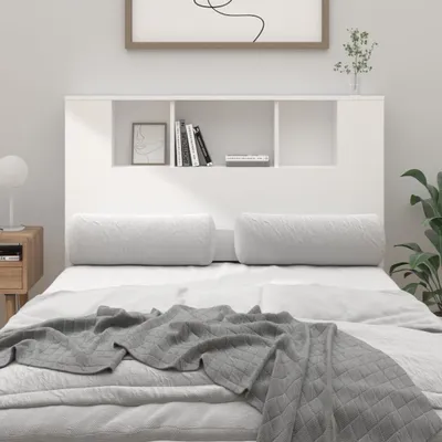 Obrázok produktu pre vidaXL Čelo postele s policami biele 120x18,5x102,5 cm - Skrinka na čelo postele - Skrinky na čelo postele - Skrinka na čelo postele