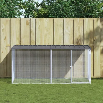 Produktbild von [Home] Hühnerkäfig mit Dach Anthrazit 203x98x90 cm Verzinkter Stahl , Neue Mode 2024 im häuslichen Leben