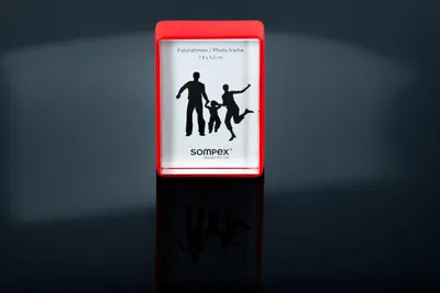 Produktbild von Mini Bilderrahmen rot groß Glas Fotorahmen Silikonband Sompex 41877