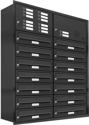 Produktbild von 14er Briefkasten Anlage Unterputz Montage RAL 7016 Anthrazit Klingel