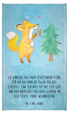 Produktbild von Mr. & Mrs. Panda Gästetuch Fuchs Weihnachtsbaum - Eisblau - Geschenk, Weihnachten, gästehandtuch klein, Weihnachtsmann, Heiligabend, stoffhandtuch, Weihnachtsdeko