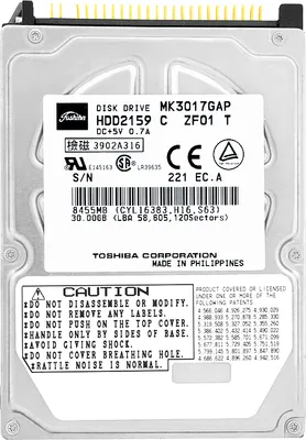 Image de Disque dur Toshiba MK3017GAP 30GB 4200RPM 2MB ATA 2,5" pouces