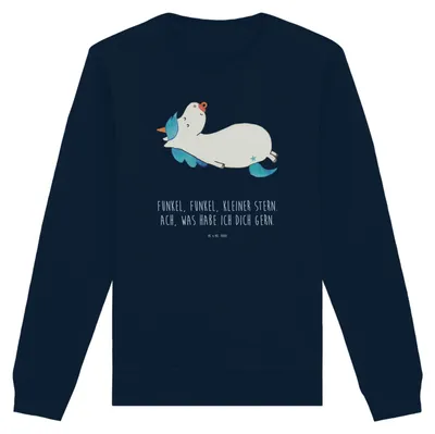 Produktbild von Mr. & Mrs. Panda Baumwoll Pullover Einhorn Schnuller Größe S - French Navy - Geschenk, Sweatshirt, Unicorn, Geburtstag, Einhörner, Pulli, Mutter, Baby, Sweater, Mama