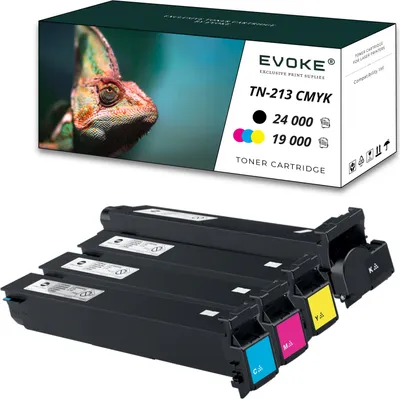 Image de 4x toner pour Konica Minolta A0D7152 / TN213K-TN213B A0D7152 / TN213K CMYK = Noir + Bleu + Rouge + Jaune | Remplacement pour C203 C253 C353