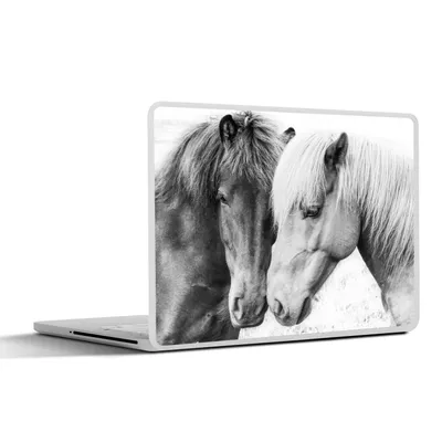 Produktbild von MuchoWow® Laptop Aufkleber Sticker Cover Pferde - Tiere - Schwarz und weiß - Natur 30x21 cm - Sticker für Laptop - Selbstklebend