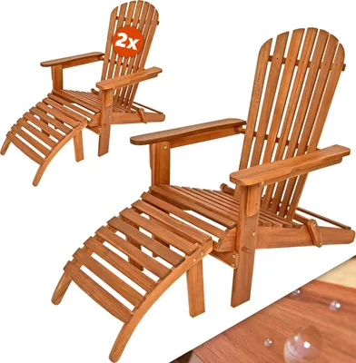 Produktbild von CASARIA® 2x Sonnenliege Holz Wetterfest Klappbar 160kg Belastbarkeit Fußstütze Armlehnen Garten Balkon Terrasse Holzstuhl Liege Ergonomisch Adirondack