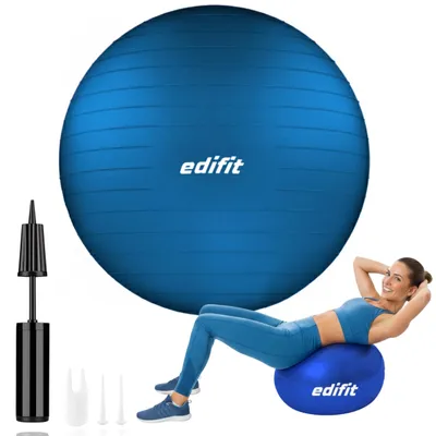 Imagen del producto de Pelota de Pilates de 75 cm, color azul, accesorio de fitness para ejercicios en casa