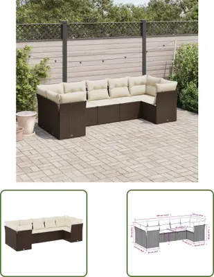 Produktbild von The Living Store 7-tlg. Garten-Sofagarnitur mit Kissen Braun Poly Rattan