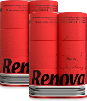 Produktbild von Toilettenpapier - rot - 12 Rollen (2 Packs á 6 Rollen)