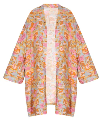 Produktbild von Gaya damen kimono - steingrau mehrfarbe, XL