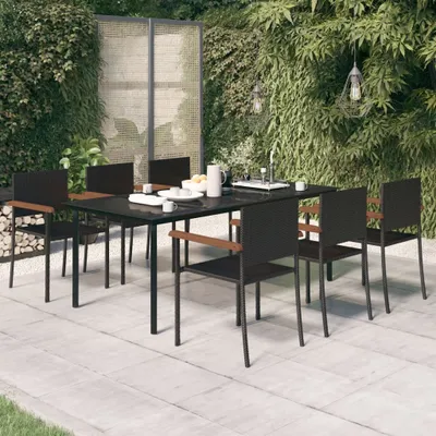 Produktbild von The Living Store 7-tlg. Garten-Essgruppe Schwarz