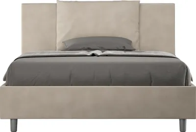 Produktbild von ITYHOME - Gepolstertes Bett mit Bettkasten 140x200 mit Mikrofaserbezug Sandfarbe Antea