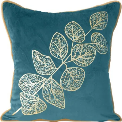 Produktbild von Dekorativer Kissenbezug Sofakissen POPLA gold 45x45 dunkeltürkis ZŁ
