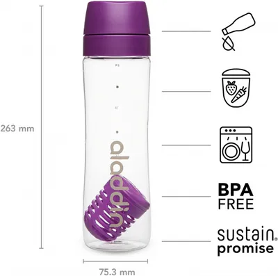 Produktbild von Aladdin Infuse Water, 700 ml, Tägliche Nutzung, Violett, Transparent, Tritan, Junge/Mädchen, 261,6 mm