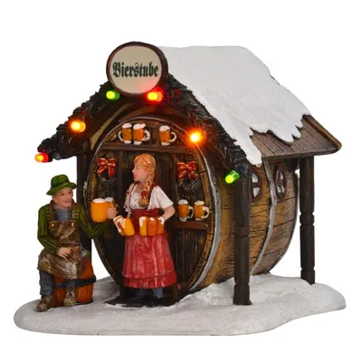 Produktbild von LuVille Weihnachtsdorf-Miniatur Bierstube - L11 x B12 x H12 cm