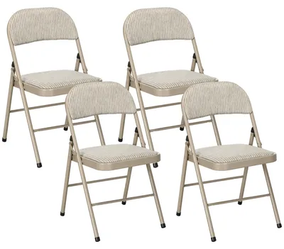 Productafbeelding van Klapstoel met beklede rugleuning - 4 stuks, beige
