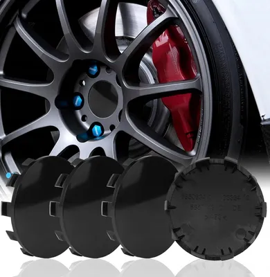 Produktbild von Radnabenabdeckungen 56mm Schwarz 4 Stück Universal Felgendeckel