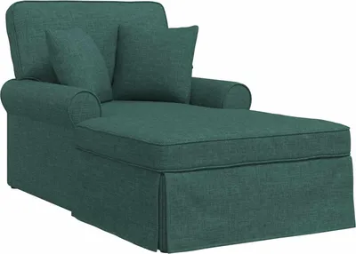 Immagine prodotto di vidaXL Chaise longue con gonna e cuscini 3 pz Tessuto verde scuro