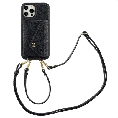 Image de Coque Selencia Sera avec cordon et porte-cartes pour Apple iPhone 12 (Pro) - Noir