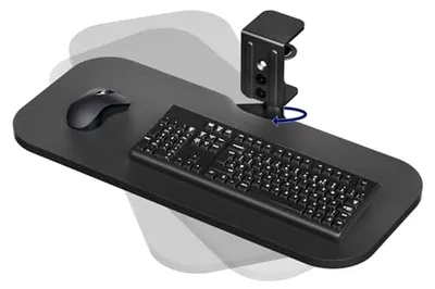Produktbild von Drehbare Computertastatur- und Mausablage 58,4 x 25,4 cm mit stabiler Klemme, schwarz