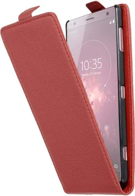 Produktbild von Cadorabo Schutzhülle für Sony Xperia XZ2 Hülle in Rot Flip Etui Handyhülle Case Cover Kunstleder