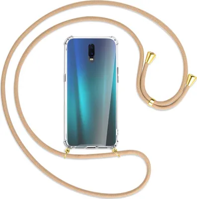 Produktbild von Handykette Backcover-Schutzhülle mit Band (Metall goldfarben) für Oppo R17 / RX17 - beige