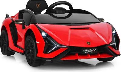 Produktbild von GOPLUS Kinder Elektroauto Lamborghini, Kinderauto mit Fernbedienung, Kinderfahrzeug, Bluetooth USB, mit Hupe & Musik, 3-5 km/h, für Kinder von 3-8 Jahre (Rot)