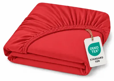 Immagine prodotto di Lenzuolo con angoli in jersey, modello topper, 90 x 190 cm o 100 x 200 cm, colore rosso