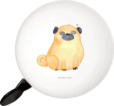 Produktbild von Mr. & Mrs. Panda klingel fahrrad Mops - Weiß - Geschenk, Vierbeiner, Sprüche, Für, Liebe, Knuffig, Fahrrad-Klingel, Hund, glocke, Fahrradklingel