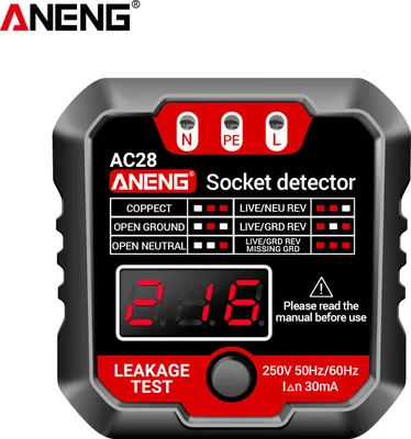 Produktbild von ANENG Steckdosentester Steckdosendetektor mit Spannungs-LCD-Anzeige 250 V Steckdosenprüfer Automatischer Stromkreistester Polaritäts-Spannungstest Wandstecker