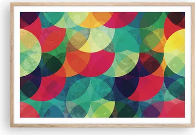 Produktbild von Gerahmtes Poster - Rahmen in heller Eiche - Farben Räder Abstraktion - 91,5x61 cm - Wand Bild - Wanddeko - Wandbilder - Kunstposter - Wandposter - Bilderrahmen - Bilder - Kunstdruck - P2NAA91x61-4701
