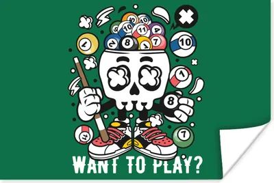 Produktbild von MuchoWow® Poster Billard - Totenkopf - Vintage 30x20 cm - Plakate - Print