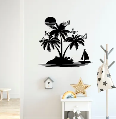 Produktbild von Wallity, Island- SKL2591, Schwarz, Sonstige Wohndekorationen, 67 x 60 cm, 100% Metall (Dicke: 1